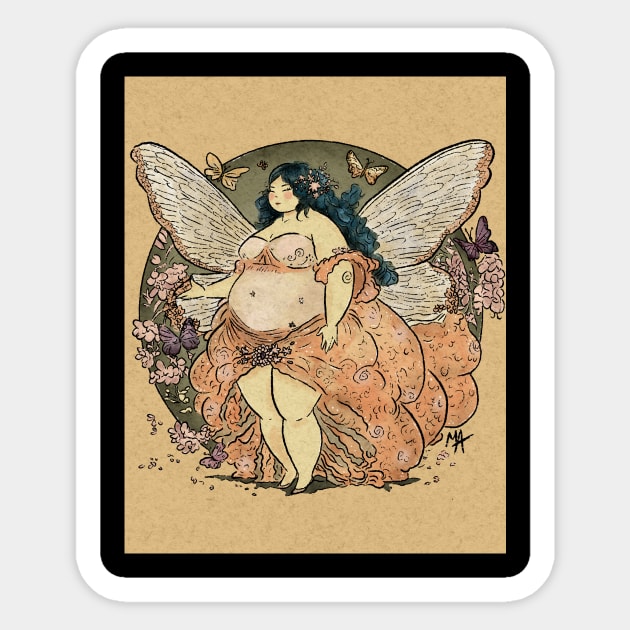 Dreamy chubby fairy (with background) Sticker by The Mindful Maestra